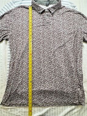 AndersonOrd XXL performance golf polo Maroon white floral AOP  sleeve logo